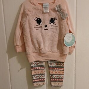 Adorable Pink Cat Design Kids Matching Set